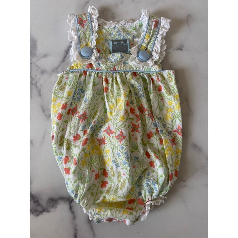 Vintage French Versailles rose garden baby romper
